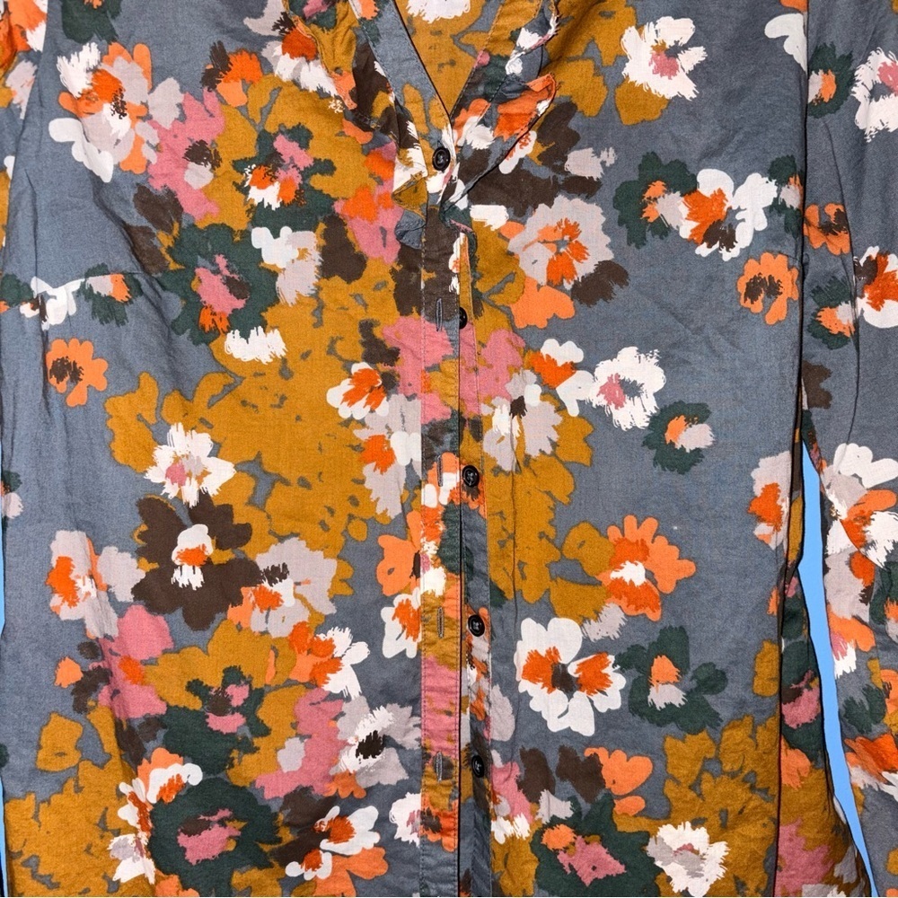 Floral Ruffle Collar Blouse From Merona 100% Cotton - Women’s Size Large​​​ - Picture 4 of 5